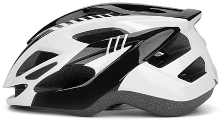 DmTown Casco da bicicletta, regolabile, leggero, per adulti, traspirante, per mountain bike e bici da strada, per uomini e donne (nero + bianco)