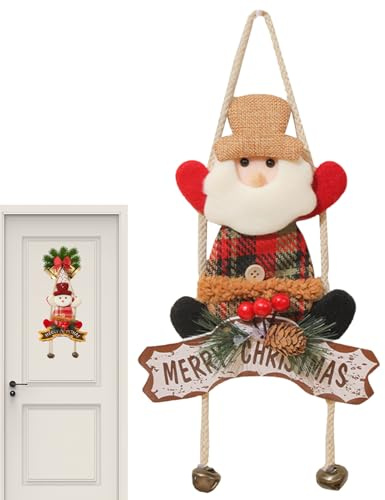 Penlimly Adorno Navideño De Campanas De Santa Claus - Muñeco de Nieve de Tela para Árbol de Navidad con Campanas - Decoración Estacional para Fiestas Entradas Año Nuevo Jardín Ventana Salón