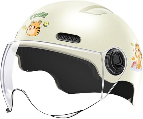 Barnmotorcykelhjälm, Scooterhjälm, Jethjälm Med Solskydd, Scooterhjälm För Flickor, Mopedhjälm För Pojkar, Snabbkopplingsväska, För Åldrarna 5-12, Barn 48-55 Cm 6,48~55cm