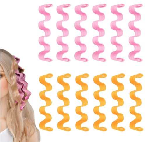 12 Pezzi Bigodini a Spirale, Bigodini Morbidi Flessibili, con 1 Pettine di Bellezza e 2 Ganci, per Uso Domestico e Fai-da-te