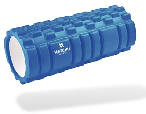 Matchu Sports | Foam Roller | Rullo Per Massaggio | Rullo Di Schiuma | Pilates Roller | Disponibile in nero/blu/arancione, morbido, medio e duro e in diverse misure | (Blu, 33x14 CM - Medio)