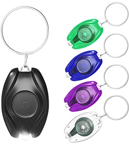 LUMAND 5 Pack Mini LED Keychain Flashlight Small Super Bright Key Ring Light Torch (Assorted Colors, 2 Light Modes, White Beam)