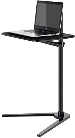 Thingy Club Overbed Table Stand, Height Adjustable Tray Side Table for Bed or Sofa Laptop Desk (Black- Black Board)