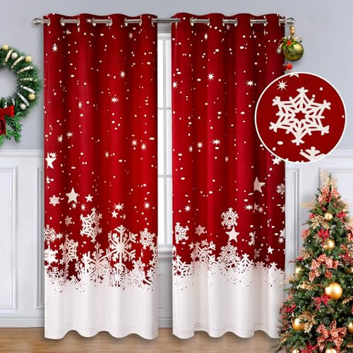 CAROMIO Christmas Curtains for Living Room 2 Panels Set, Velvet Fabric
