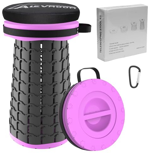 ALEVMOOM Upgraded XXL Collapsible Stool with Cushion 19.7,1000lbs Max Weight,Wider & Taller Pop Up Seat, Heavy Duty Portable Retractable Folding Chair or Travel Foot Rest for Camping & Outdoors