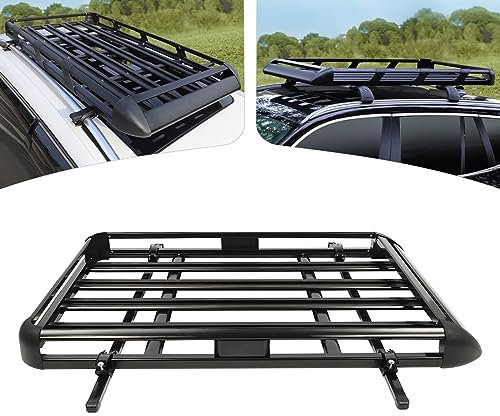 Barres de toit universelles en aluminium - Largeur réglable - Charge maximale 150 kg - Pour SUV, panier de toit, porte-cargaison - 140 x 100 cm - Noir