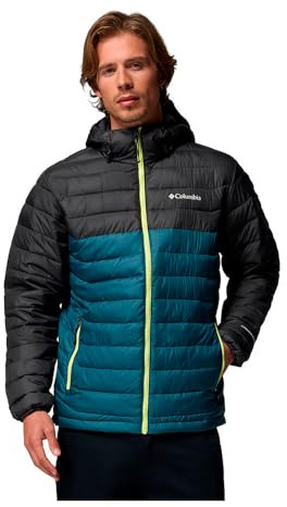 Columbia Powder Lite 2 - Chaqueta con capucha para hombre, chaqueta acolchada con capucha, azul claro (Everblue, Shark), talla XL