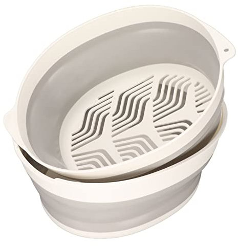 Dish Pan Foldable, Multifunctional Double Layer Drain Basket Outdoor Plastic Drain S Er Fruits Vegetables Colanders Portable Foldable Washbasin Fruit and Vegetable Storage Green