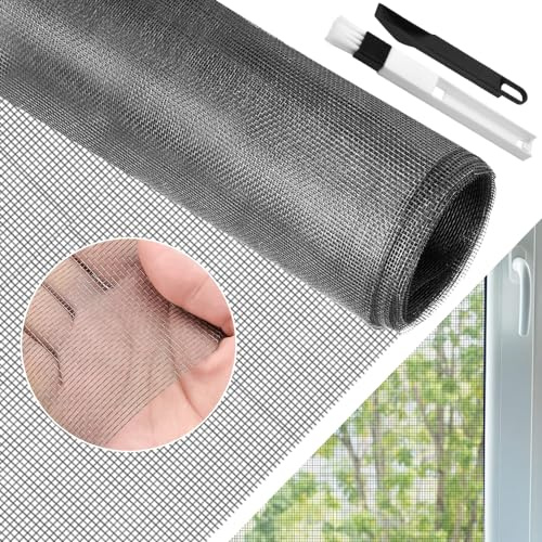 BUZIFU 120 * 300cm Moustiquaire Sur mesure en Fibre de Verre Ignifuge Grand Store Toile Filet Voile Film Moustiquaire Plissée Adaptable Rigide Anti Moustiques Mouche Insecte pour Porte Fenêtre Baie