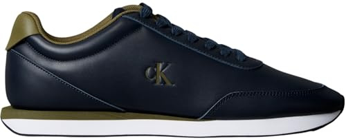 Calvin Klein Runner Sneaker Hombre Retro de Piel, Multicolor (Navy/Capers), 43