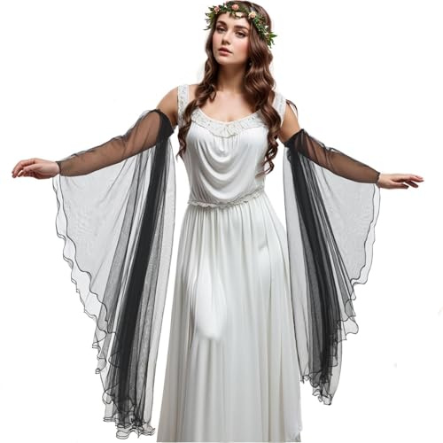 UniqKaliber Guanti lunghi in tulle vittoriano staccabili, accessori per abiti da sposa gotici per costumi di Halloween