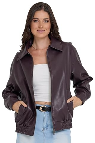 Steve Madden Leather Jacket Women – Faux Leather Oversized Bomber Jacket Women, Plus Size Motorcycle Jackets