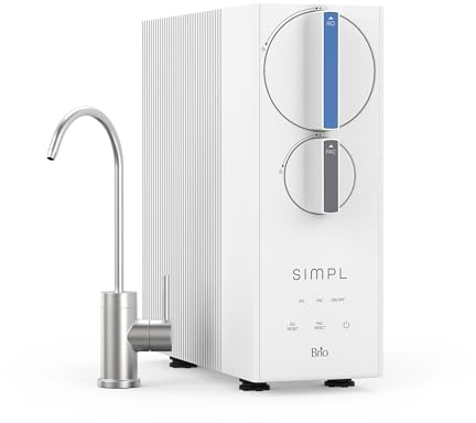 Brio SIMPL Reverse Osmosis Tankless Water Filter System for Clean Drinking Water | 4-Stage Undersink 0.0001 Micron RO Filtration | Reduces PFAS, Dirt, Rust, Chlorine, VOCs & Heavy Metals | 400 GPD