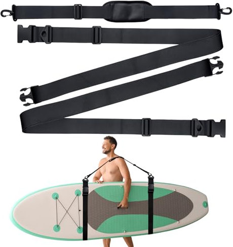 Golgner Sangle de transport pour planche de surf, planche de surf, sangle de transport SUP, accessoires de planche de surf, sangle de transport, bandoulière réglable pour planches de surf, kayak