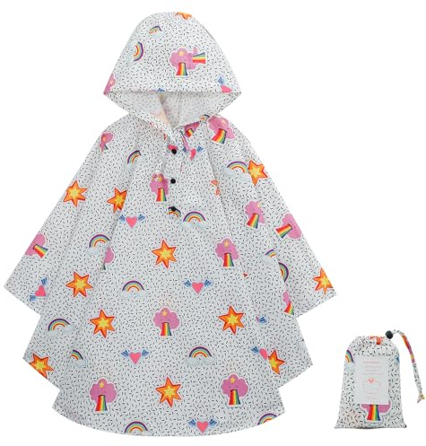KAKU NANU Poncho de lluvia para niños Poncho de lluvia impermeable Reutilizable Chubasquero para niños para niñas Niños azul marino