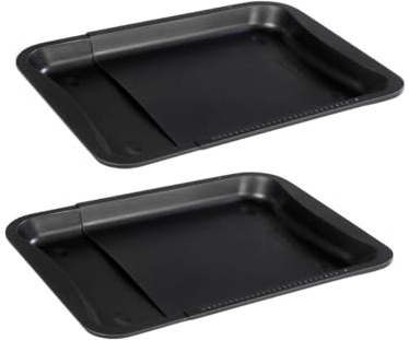 Zenker 9339750 Lot de 2 plaques de cuisson, plat à pizza pour four, plaques à pâtisserie, biscuit, pizza, pâtisserie, génoise, plaque de four, plaque pour pizza, Acier, Noir, 35-52 x 32 x 3 cm