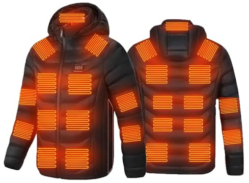 Heated Jacket For Womens Women's Warm Puffer Jackets Heated Coat Women Winter Jacket Outdoor Printed Clothing with Pocket 3 Heating Levels 23 Heating Zones for Outdoor Hiking Riding Skiing Fishing