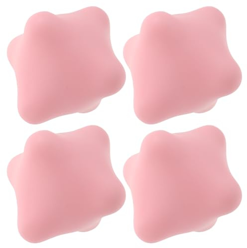 Vaguelly Balones de Masaje Hexagonales de Silicona 4 Pcs Fortalecedor de Agarre y Ejercitador de Músculos Mano Rosa para Rehabilitación, Masaje de Fascia y Entrenamiento de Fuerza