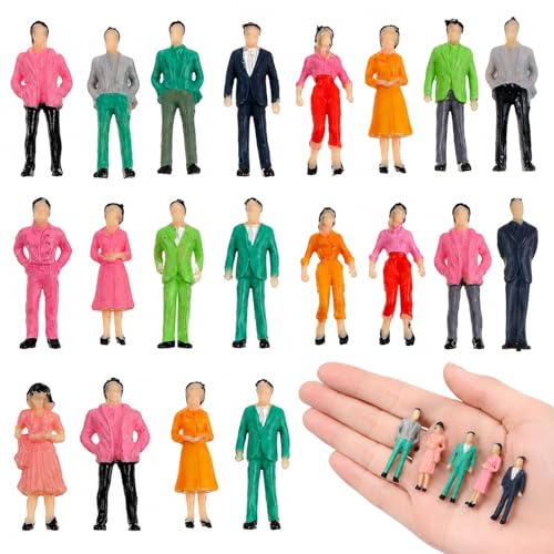 Sibba 20 Pcs Mini People Figurines 1: 50 Scale Little People Toys Architectural Painted Tiny Model Sitting Standing Miniature Figurines Model for Miniature Scenes