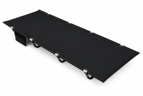 EVERGOODS Camping Bed, Camp Bed Travel Cot for Adults – Folding Camping Cot with Lightweight Aluminum Frame, Portable Outdoor Bed for Hiking,Easy-to-Build with Side Pockets,193.5 × 68 × 18.6 cm