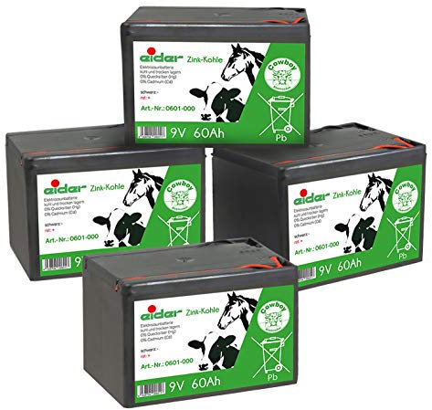 Eider SPARPACK: 4X Weidezaun Batterien 9 Volt mit 60 Ah - als 4er-Set kaufen und sparen - für 9 Volt Weidezaungeräte - Qualität zum günstigen Preis