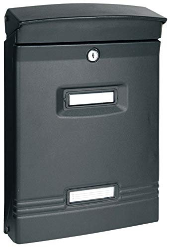 Buzon Correo Exterior; Mod. TRAMONTANA; buzón pared exterior para cartas, periódicos y revistas; con llaves y conjunto fijación. Buzón color NEGRO.