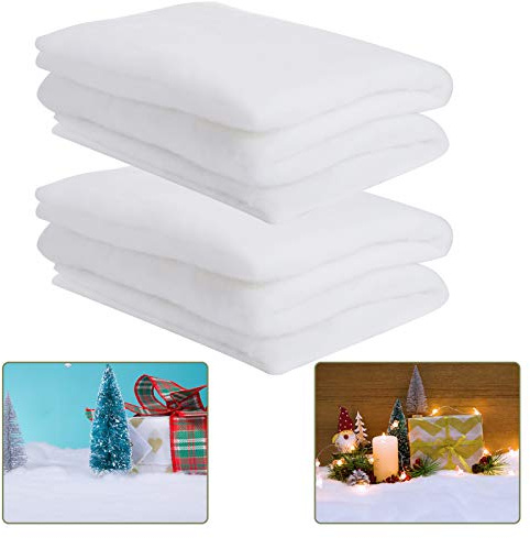 Cosweet 2 Pack 3 x 8 Ft Fake Snow Blanket, Thickened Christmas Faux Sheet, Artificial Roll for Crafts, Birthday Gifts, Village Display, Photo Prop