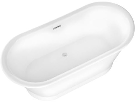 Vente-unique-Bañera exenta ovalada - estilo retro - 180 L - 150 x 74 x 63 cm - Blanco - Acrílico - PELMATO