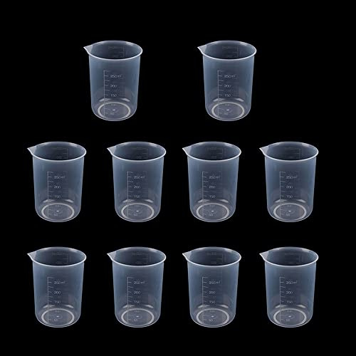 SKYPRO 10 st 250 ml hartsmuggar, vätskemått, plastbägare, examenskoppar i epoxiharts för epoxifärg mat, laboratorieanvändning