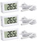 VOKTTA 3 Stück Digitales LCD Thermometer -50 °C ~ +110 °C Temperaturmonitor mit 1 m NTC-Sonde für Kühlschrank, Gefrierschrank, Kühlschrank, Aquarium （Weiss）