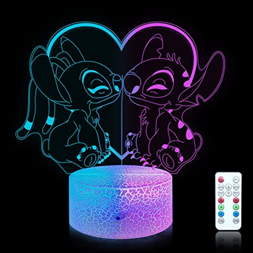 Shenjia Stitch Lampe- 3D Acryl LED 16 Farbe wechselnde Touch mit Fernbedienung Stitch Lampe, für Geburtstag und Weihnachten Geschenke