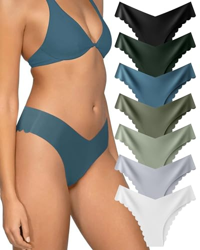 Levao Lot de 7 Culotte Femme sans Couture sous-Vêtements Invisible Lingerie Sexy Ensemble élastique Confortable Bikini
