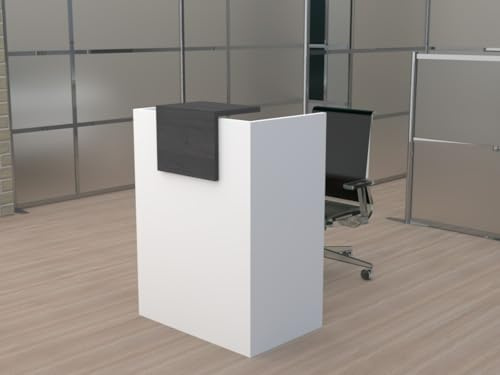 DUÓFIC MOSTRADOR de Recepción y Oficina. Fácil Montaje. 80X105X50CM con Cierres Laterales y embellecedor Color Roble Azabache. Fabricado en España. Envío a Toda la península.