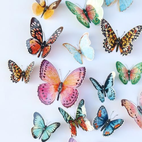 KARLOR 3D Schmetterlinge Deko, 36 Stück Butterfly Wanddeko Wandaufkleber Schmetterlinge Dekoration Wandtattoo Schlafzimmer Deko Hochzeit Schmetterlinge Valentinstag Party Blumendekoration