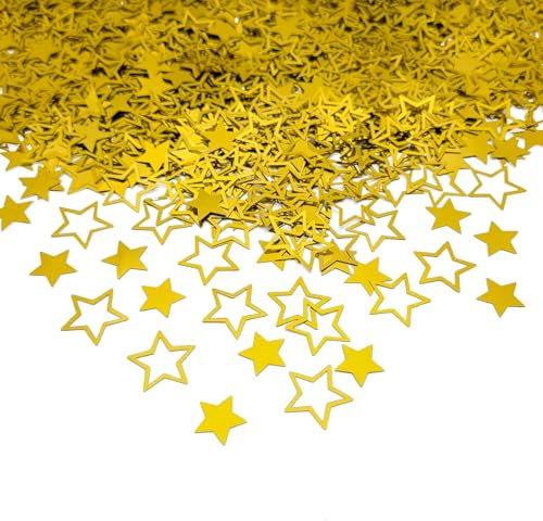Amrzsallez Christmas XMAS Gold Star Confetti Glitter Sprinkles for Party Table Scatters Decoration Birthday Baby Shower Wedding Party Decor- Shiny, PVC Five-Pointed Stars