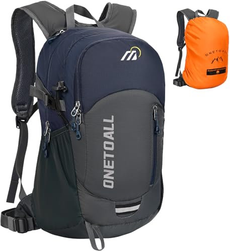 ONETOALL Diebstahlsicherer Wanderrucksack Damen 20L, Leichter Tagesrucksack Herren Klein, Wasserdichter Fahrrad Rucksack mit Rückenbelüftung zum Wandern Tagestour Radfahren Reisen Pendeln, nur 500g