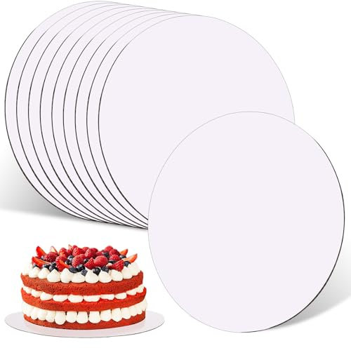 10 pezzi sottotorta tondo, 20 cm vassoio torta rotondo, resistente sotto torta rotondo in cartone, base per torte e dolci – perfetto come piatto per torta rotondo per matrimoni, compleanni e feste.