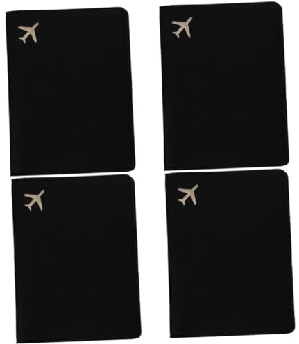 Ipetboom 4 Pièces étui à Passeport carnet de Passeport Titulaire de la Carte de Voyage Housse de Protection pour Unité Centrale Black