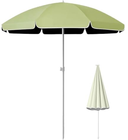 Ombrellone da Giardino Impermeabile da 180/220/240/260 cm con Protezione UV UPF50+, Portatile Ombrellone da Tavolo per Mercato all'aperto, Ombrellone da Spiaggia (Verde)(7.2ft(220cm))