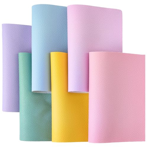 CALFOVERA 6 Rollo de Cuero Sintético de PU de 21 x 15cm, 6 Colores, Tamaño A5, Suave, Impermeable, para Manualidades, Costura Y Decoración.