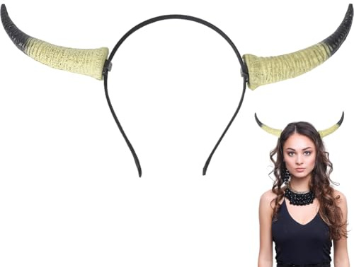 CABODYALS Guld svart horn huvudbonad gotisk djävul hårband renässans läder demon oxhorn huvudbonad Costmue tillbehör halloween häxa pannband för kvinnor män fest fin klänning fotografering cosplay
