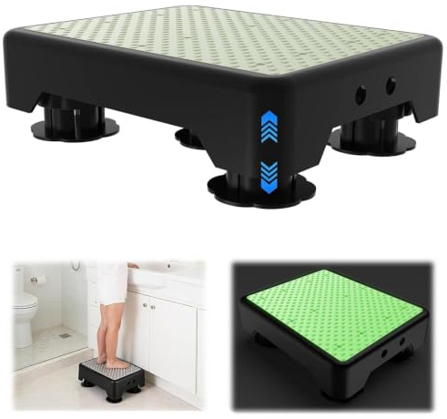 Antideslizante, altura ajustable, escalón luminoso con 3 niveles de altura, soporta hasta 250 kg, ayuda para personas mayores y niños, taburete para baño, coche, interior y exterior