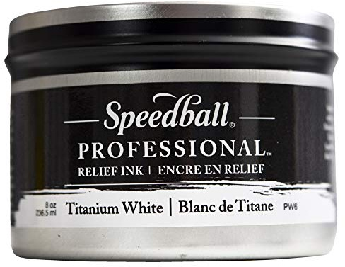Speedball 8oz Professional Relief Ink Titanium White, For Block, Relief Printing, Linocut, Wood Cutting, Oil-Based