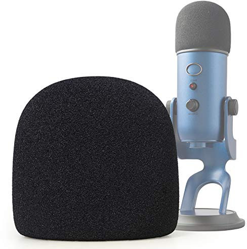 SUNMON for Blue Yeti Microphone Cover Foam, Microphone Windscreen Sponge Foam Cover for Yeti Pro USB Condenser Microphone, Indoor Outdoor Microphone Pop Filter（Black）