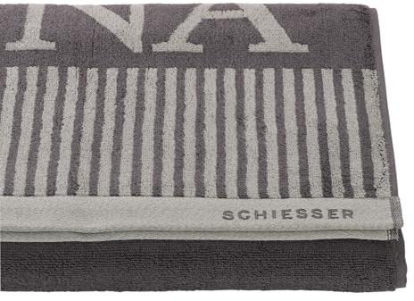 Schiesser Frottier Saunatuch Rom | garngefärbt, weich, saugstark | 100% Baumwolle | Oeko-Tex Zertifiziert | 75x200 cm | Dunkelgrau | Anthrazit