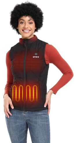 ORORO Quilted Heated Vest for Women, Lightweight Quilted Heating Vest with USB-C Rechargeable Battery (Black,M)