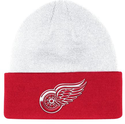Mütze mit Bündchen, NHL-Styling, Detroit Red Wings, weiß und rot, Team-Logo auf der Vorderseite