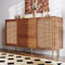 Sweiko Kommode mit 2 Türen und 3 Schubladen, Rattan Türkommoden mit Schubkasten, Sideboard mit Verstellbare Ablage, Schubladenkommode Holz Mehrzweckschrank für Flur Schlafzimmer Wohnzimmer Badezimmer