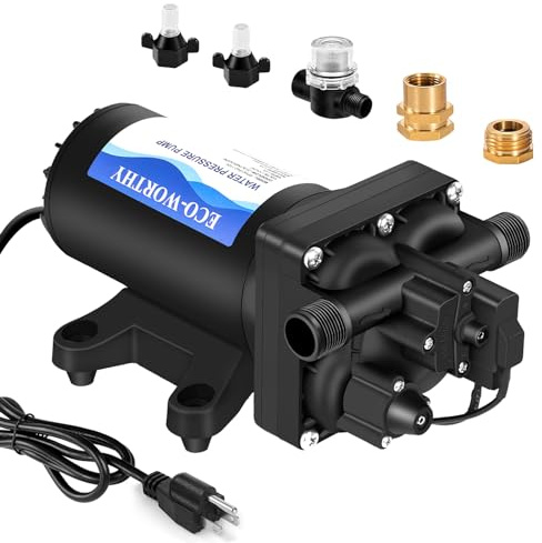 ECO-WORTHY 110V AC Fresh Transfer Diaphragm Water Pump On Demand 5.5GPM 70PSI High Pressure Water Booster Pump 110 Volt with Pressure Switch for Irrigation Garden Hose Sprinkler Home RV