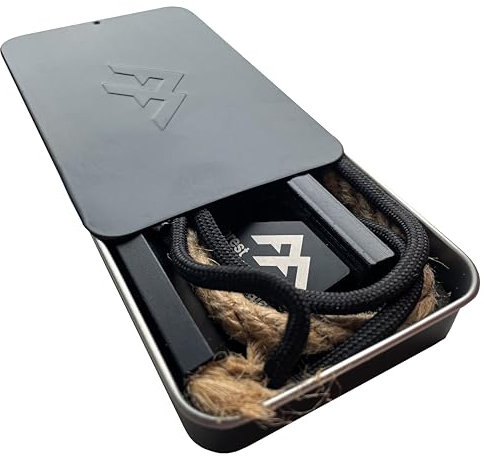 Pocket Fire Lighting Kit | Ferro Rod Fire Steel Kit Tin | All-Weather Pocket-Sized | Handmade Waxed Canvas | Forest Fundamentals™